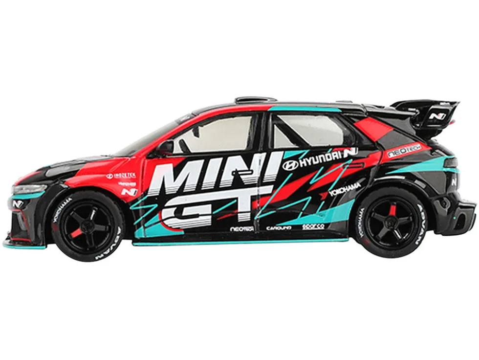 Hyundai Ioniq 5N RS-01T "Mini GT" Black with Graphics "2025 Tokyo Auto Salon" Limited Edition 1/64 Diecast Model Car by Mini GT