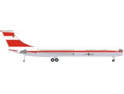 Ilyushin IL-62M Commercial Aircraft "German Luftwaffe" (11+22) White with Red Stripes 1/200 Diecast Model Airplane by Herpa
