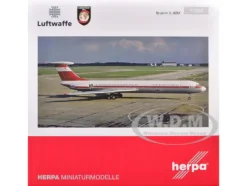 Ilyushin IL-62M Commercial Aircraft "German Luftwaffe" (11+22) White with Red Stripes 1/200 Diecast Model Airplane by Herpa