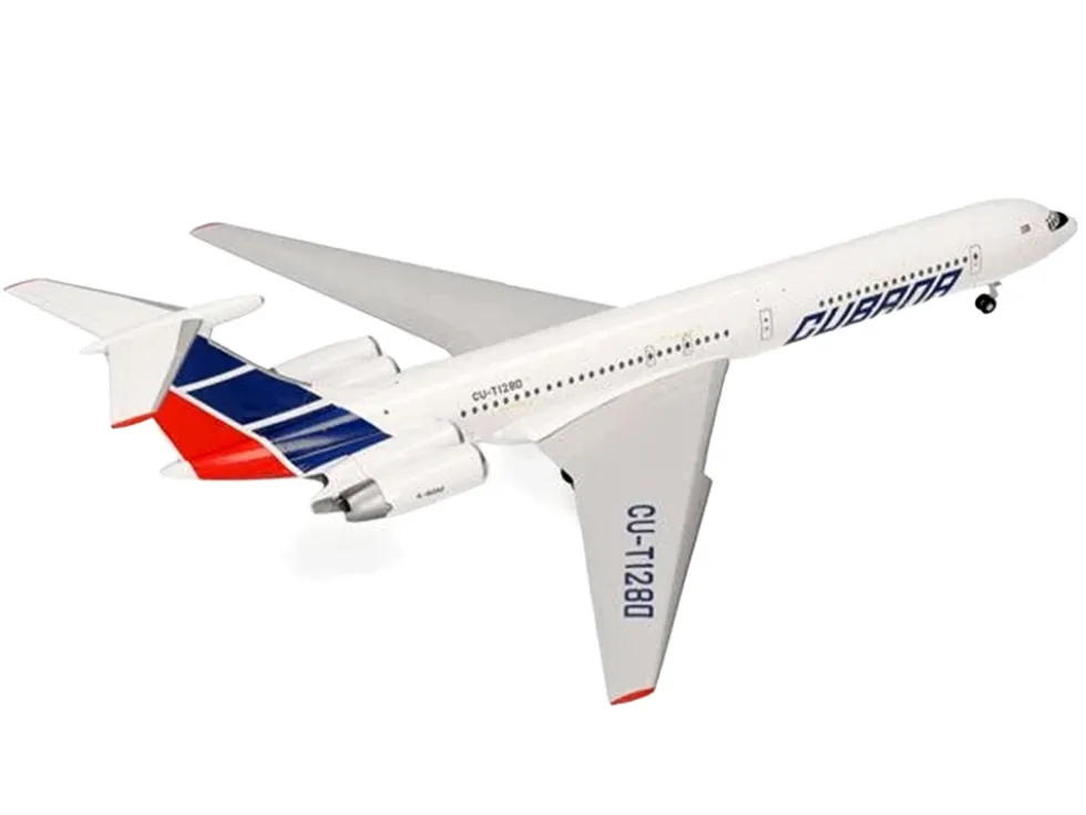 Ilyushin IL-62M Commercial Aircraft "Cubana de Aviacion" (T1280) White with Blue and Red Tail 1/200 Diecast Model Airplane by Herpa