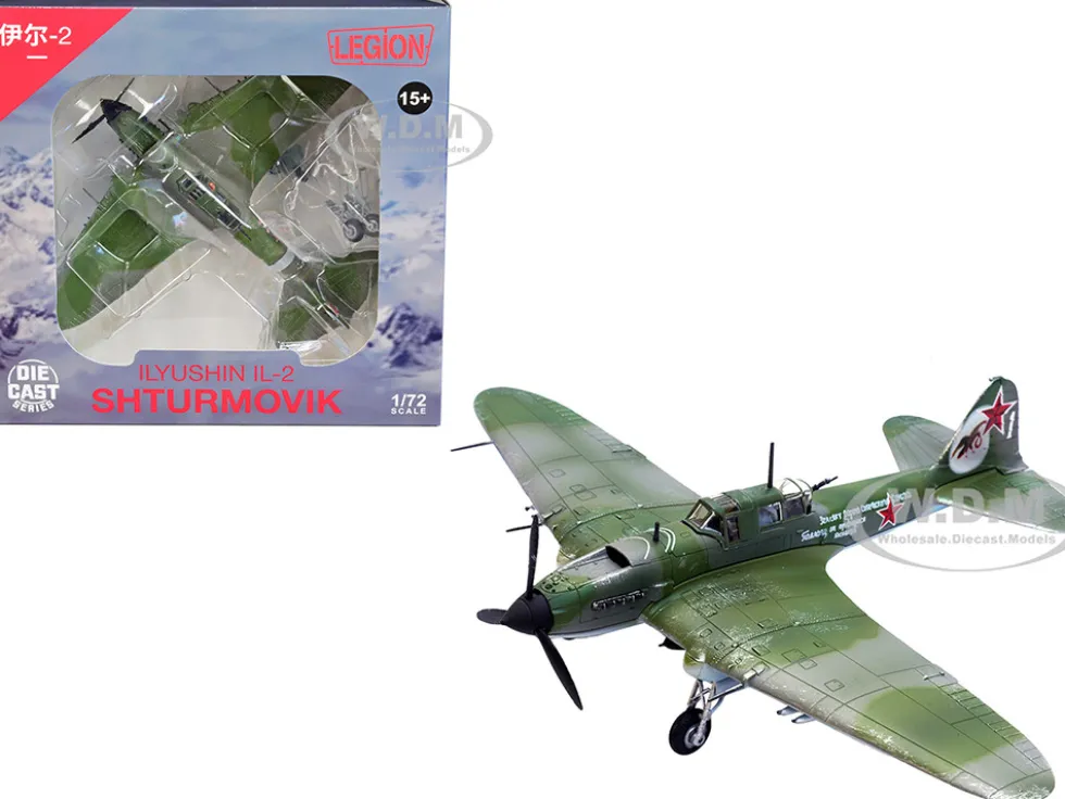 Ilyushin IL 2M3 Sturmovik Aircraft Green Camouflage Double Hero of the Soviet Union Ivan Pavlov Soviet Air Force 1/72 Diecast Model Airplane Legion LEG-14629LA