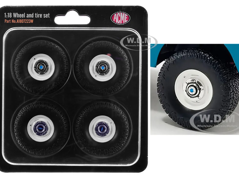 35 Inch Offroad Wheel and Tire Set of 4 pieces from 1967 Chevrolet K-10 Pickup Truck for 1/18 Scale Models by ACME