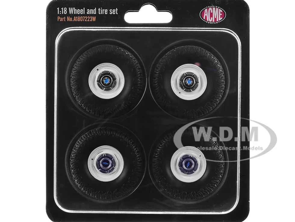 35 Inch Offroad Wheel and Tire Set of 4 pieces from 1967 Chevrolet K-10 Pickup Truck for 1/18 Scale Models by ACME