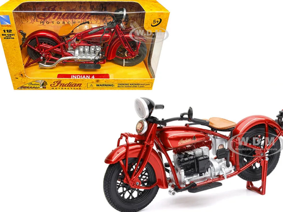 1930 Indian 4 Red 1/12 Diecast Motorcycle Model New Ray 58223