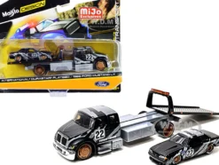 International DuraStar Flatbed Truck #22 and 1988 Ford Mustang LX #22 Matt Black with Gray Graphics Toyo Tires Elite Transport Series 1/64 Diecast Models Maisto 15055-21TY