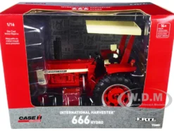 International Harvester 666 Hydro Tractor Fender Radio ROPS Red Cream Case IH Agriculture Series 1/16 Diecast Model ERTL TOMY 44219
