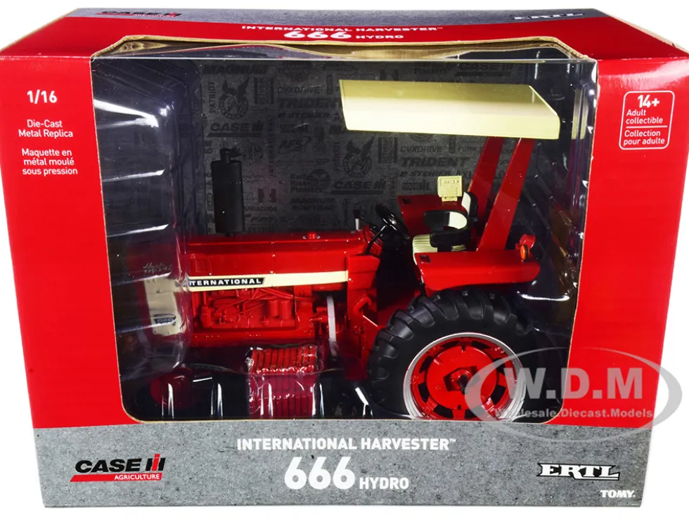 International Harvester 666 Hydro Tractor Fender Radio ROPS Red Cream Case IH Agriculture Series 1/16 Diecast Model ERTL TOMY 44219