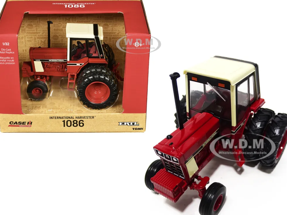 International Harvester 1086 Tractor Red with Cream Top and Dual Wheels "Case IH Agriculture" Series 1/32 Diecast Model by ERTL TOMY