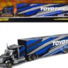 International LoneStar Enclosed Car Transporter Toyo Tires Black with Blue and Gray Stripes Custom Haulers Series 1/64 Diecast Model Maisto 12418-TO