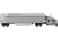 International LoneStar Sleeper Cab Silver with 53' Reefer Refrigerated Chrome Plated Van Trailer Transport Series 1/50 Diecast Model Diecast Masters 71043