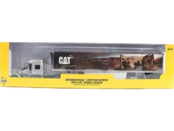 International Lonestar Truck with Sleeper Silver Metallic with "CAT Caterpillar" Mural Trailer "Transport Series" 1/50 Diecast Model by Diecast Masters