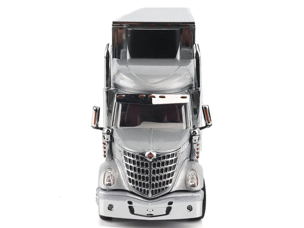 International Lonestar Truck with Sleeper Silver Metallic with "CAT Caterpillar" Mural Trailer "Transport Series" 1/50 Diecast Model by Diecast Masters