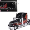 2010 International Lonestar Truck Tractor Black with Flame Graphics 1/64 Diecast Model by IXO Models