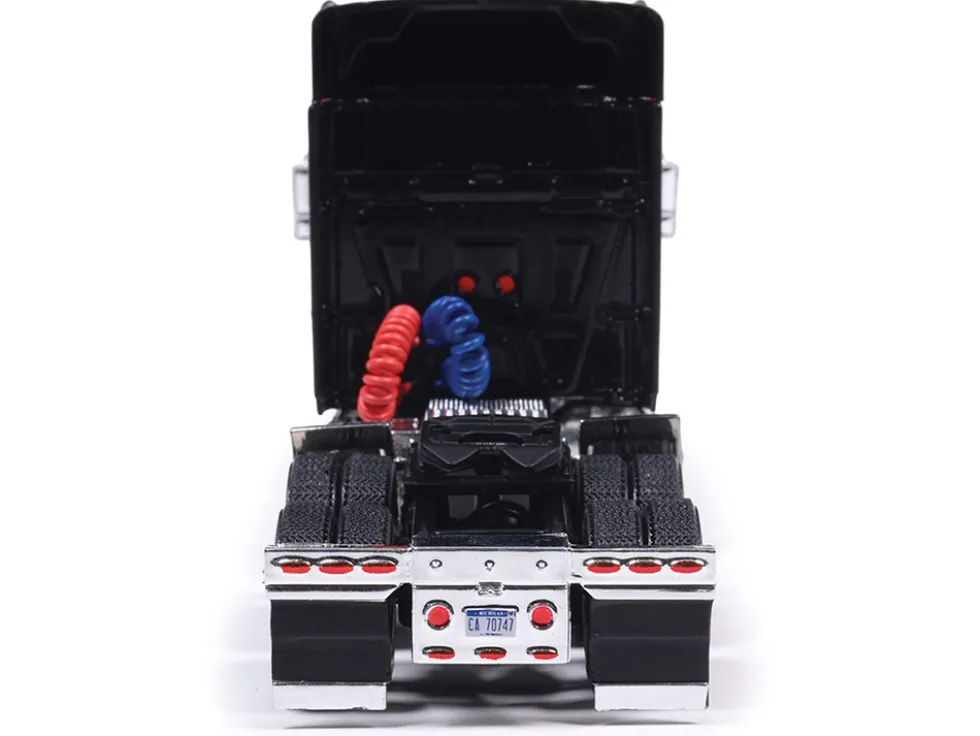 2010 International Lonestar Truck Tractor Black with Flame Graphics 1/64 Diecast Model by IXO Models