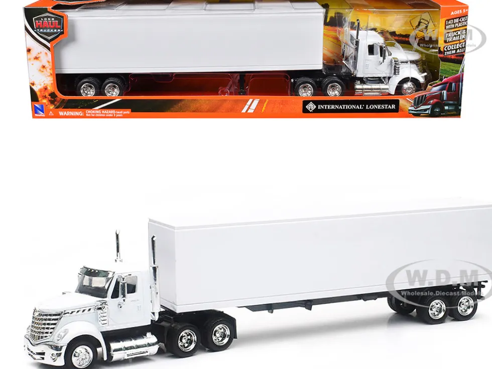 International LoneStar Truck with Dry Goods Trailer White "Long Haul Truckers" Series 1/43 Diecast Model by New Ray