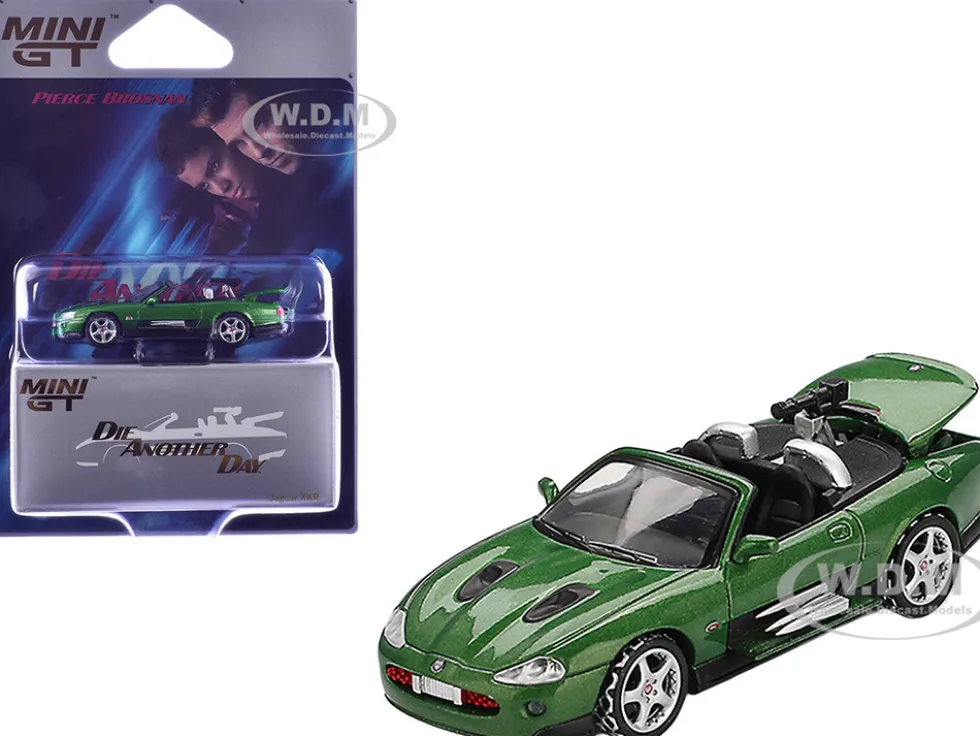Jaguar XKR Green Metallic 007 James Bond "Die Another Day" (2002) Movie Limited Edition 1/64 Diecast Model Car by Mini GT