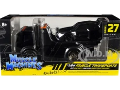 JDM Flatbed Truck Matt Black and 1986 Audi Sport Quattro S1 E2 Matt Black "Muscle Transports" Series 1/64 Diecast Models by Muscle Machines