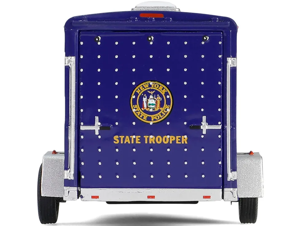 2001 Jeep Cherokee "New York State Police" Blue with Yellow Stripes and Small Cargo Trailer "Hot Pursuit Hitch & Tow" Series 1 1/64 Diecast Model Cars by Greenlight