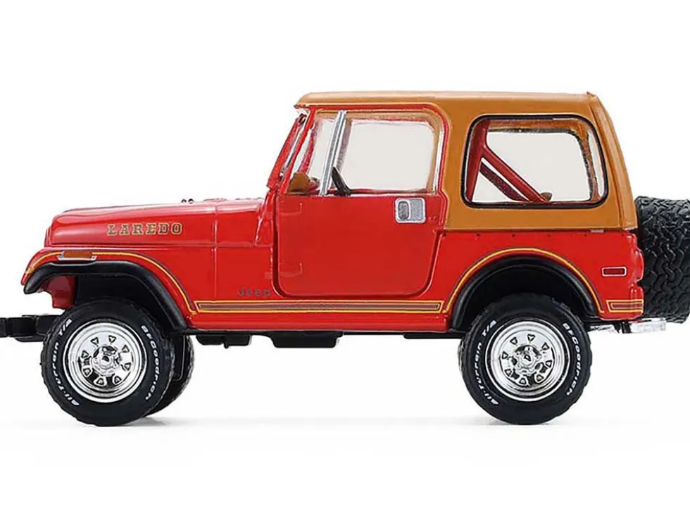 1980 Jeep CJ-7 Laredo Red with Tan Top "All Terrain" Series 17 1/64 Diecast Model Car by Greenlight