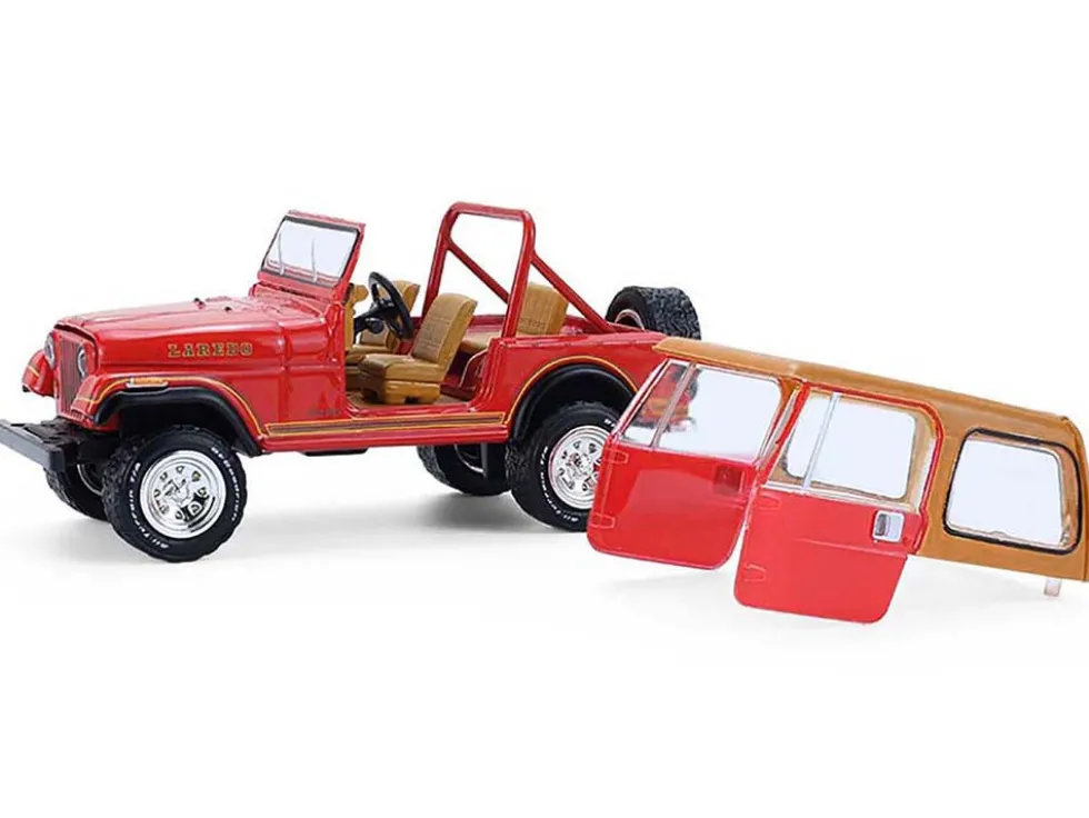 1980 Jeep CJ-7 Laredo Red with Tan Top "All Terrain" Series 17 1/64 Diecast Model Car by Greenlight