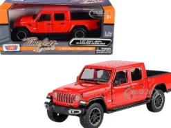 2021 Jeep Gladiator Overland Closed Top Pickup Truck Red 1/24 1/27 Diecast Model Car Motormax 79365