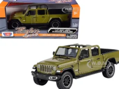 2021 Jeep Gladiator Overland Open Top Pickup Truck Matt Green 1/24 1/27 Diecast Model Car Motormax 79367