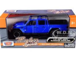 2021 Jeep Gladiator Overland Open Top Pickup Truck Blue Metallic 1/24 1/27 Diecast Model Car Motormax 79367