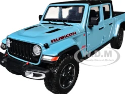 2021 Jeep Gladiator Rubicon (Closed Top) Pickup Truck Blue with Black Top 1/27 Diecast Model Car by Motormax