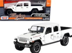 2021 Jeep Gladiator Rubicon Closed Top Pickup Truck White 1/24 1/27 Diecast Model Car Motormax 79368