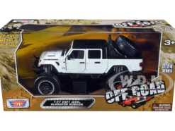 2021 Jeep Gladiator Rubicon Off-Road Pickup Truck White Black Top Off Road Series 1/27 Diecast Model Car Motormax 79145