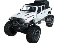 2021 Jeep Gladiator Rubicon Off-Road Pickup Truck White Black Top Off Road Series 1/27 Diecast Model Car Motormax 79145