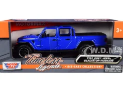 2021 Jeep Gladiator Rubicon Open Top Pickup Truck Blue 1/24 1/27 Diecast Model Car Motormax 79370