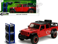 2020 Jeep Gladiator Rubicon Pickup Truck Red with Black Top and Extra Wheels 