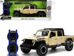 2020 Jeep Gladiator Rubicon Pickup Truck Cream Roof Rack Extra Wheels Just Trucks Series 1/24 Diecast Model Car Jada 32711