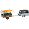 1968 Jeep Jeepster Commando SC-1 Gray with Black Stripes and Top with Canoe Trailer, Canoe Rack, Canoe and Kayak "Hitch & Tow" Series 32 1/64 Diecast Model Cars by Greenlight