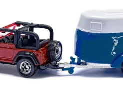 Jeep Red with Horse Trailer Blue and Horse Accessory Diecast Model Siku 1651