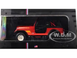 1983 Jeep Renegade Red with Stripes and Black Top 1/24 Diecast Model by IXO Models