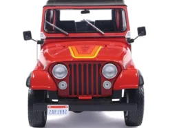 1983 Jeep Renegade Red with Stripes and Black Top 1/24 Diecast Model by IXO Models