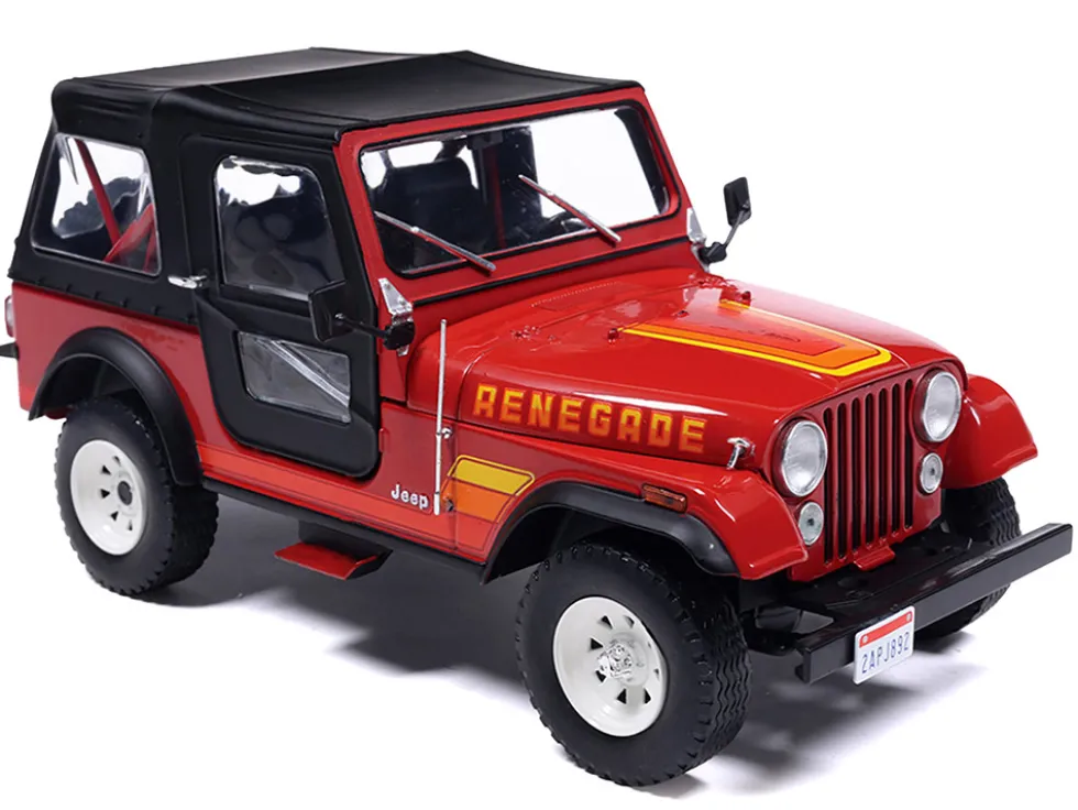1983 Jeep Renegade Red with Stripes and Black Top 1/24 Diecast Model by IXO Models