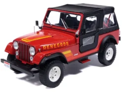 1983 Jeep Renegade Red with Stripes and Black Top 1/24 Diecast Model by IXO Models