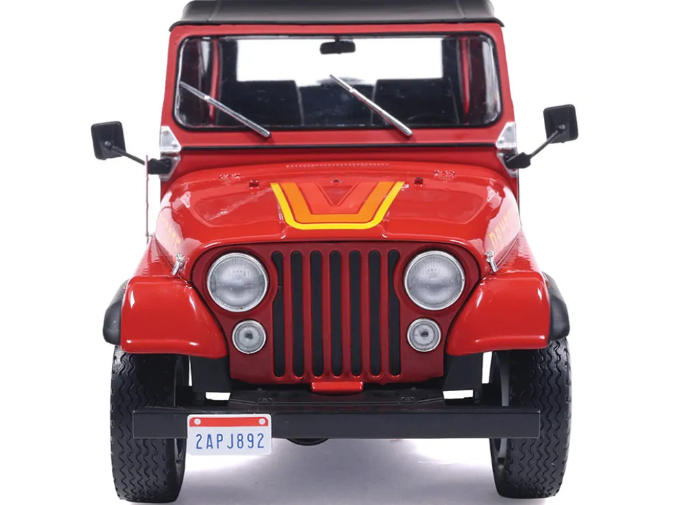 1983 Jeep Renegade Red with Stripes and Black Top 1/24 Diecast Model by IXO Models