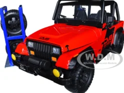 1992 Jeep Wrangler DV8 Off-Road Red Matt Black Stripes Extra Wheels Just Trucks Series 1/24 Diecast Model Car Jada 33851