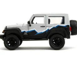 2007 Jeep Wrangler Gray and Black with Blue and White Stripes with Extra Wheels Just Trucks Series 1/24 Diecast Model Car Jada 34194