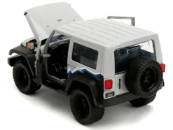 2007 Jeep Wrangler Gray and Black with Blue and White Stripes with Extra Wheels Just Trucks Series 1/24 Diecast Model Car Jada 34194