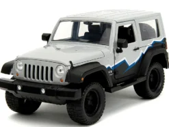 2007 Jeep Wrangler Gray and Black with Blue and White Stripes with Extra Wheels Just Trucks Series 1/24 Diecast Model Car Jada 34194