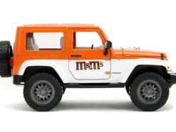 2017 Jeep Wrangler Orange Metallic White Orange M&M Diecast Figure M&M's Hollywood Rides Series 1/24 Diecast Model Car Jada 34401