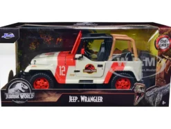 1992 Jeep Wrangler #12 White and Red Jurassic World Movie 2015 Hollywood Rides Series 1/24 Diecast Model Car Jada 97806