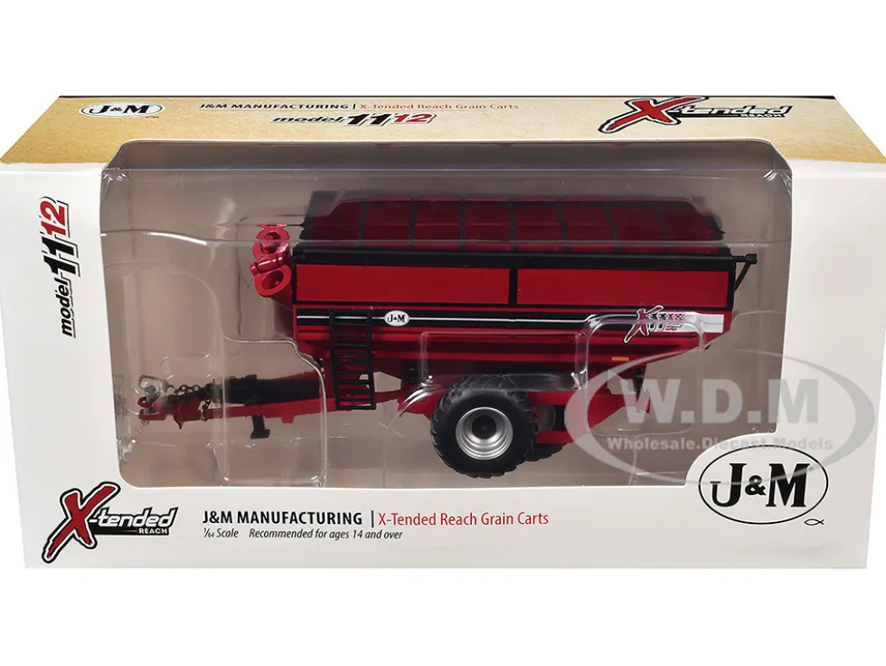 J&M 1112 X-Tended Reach Grain Cart with Dual Wheels Red 1/64 Diecast Model by SpecCast