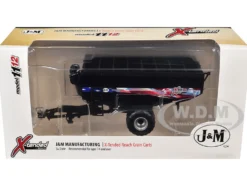 J&M 1112 X-Tended Reach Patriotic Grain Cart with Wheels Black 1/64 Diecast Model by SpecCast
