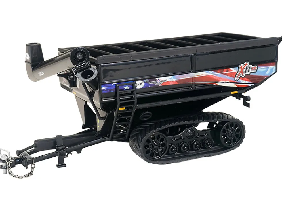 J&M 1112 X-Tended Reach Patriotic Grain Cart with Tracks Black 1/64 Diecast Model by SpecCast